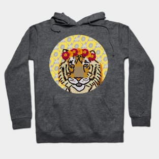 Marigold Floral Tiger Portrait Hoodie